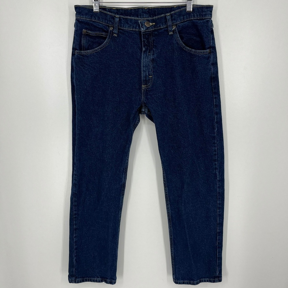Wrangler Premium Quality Mens 34x29 Dark Wash Straight Leg Jeans 1096FXVMF